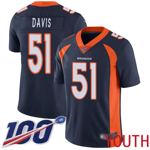 Youth Denver Broncos 51 Todd Davis Navy Blue Alternate Vapor Untouchable Limited Player 100th Season Football NFL Jersey